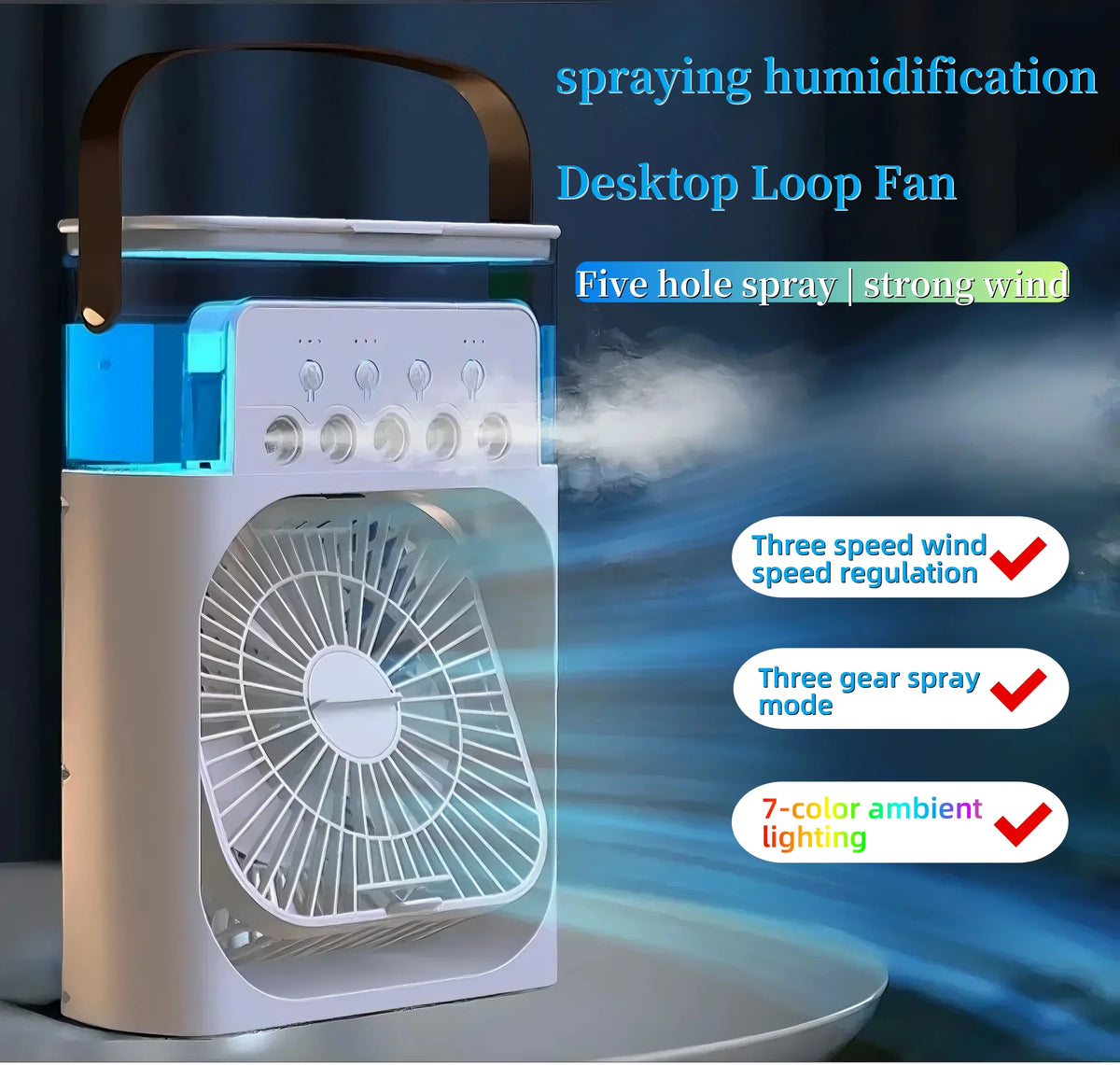 Ventilateur Brumisateur Portable LED
